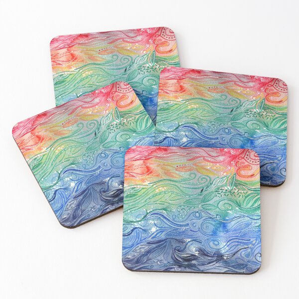 Item preview, Chasing Rainbows - Original intuitive abstract watercolour painting in rainbow colours by Kirsten Bailey designed and sold by klbailey.