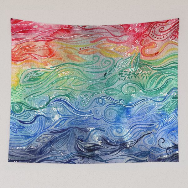 Item preview, Chasing Rainbows - Original intuitive abstract watercolour painting in rainbow colours by Kirsten Bailey designed and sold by klbailey.