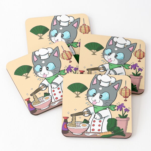 Item preview, Cute Kawaii Grey Ramen Cat designed and sold by inkandpink.