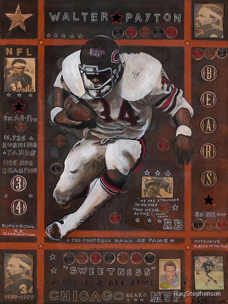 Walter Payton Chicago Bears Art 2 Metal Print