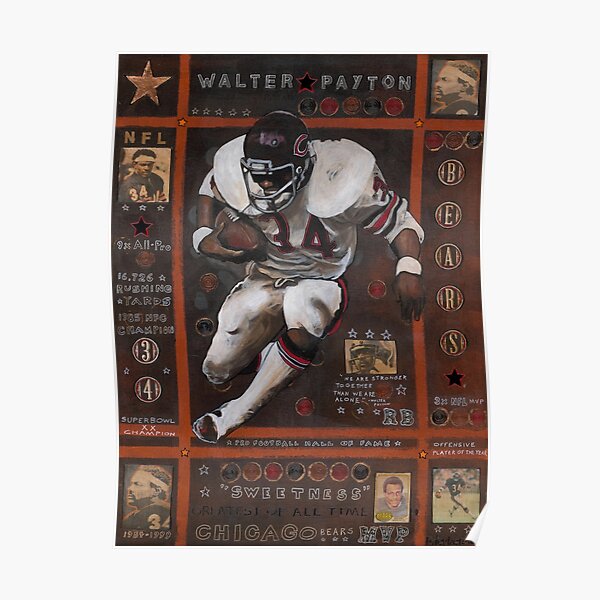 Walter Payton Chicago Bears v Lions 1987 Photo, American Football Posters