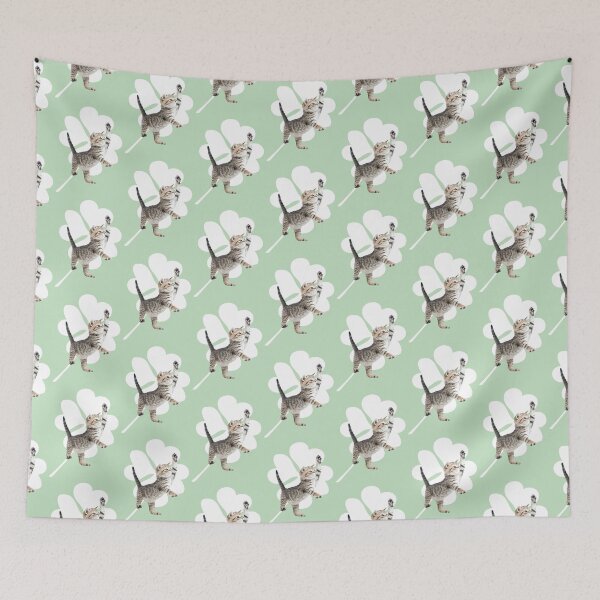 Item preview, Roaring Kitten - Clover (Mint Green) designed and sold by riccagarden.
