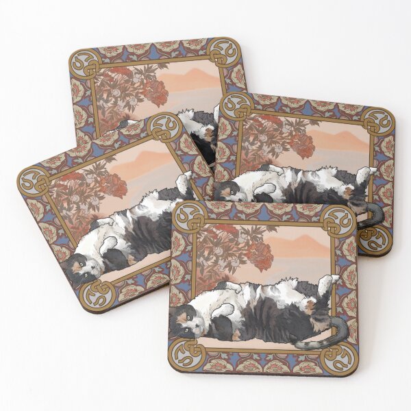 Item preview, Reclining Cat in Tropical Art Nouveau Splendor designed and sold by nevernotamanda.