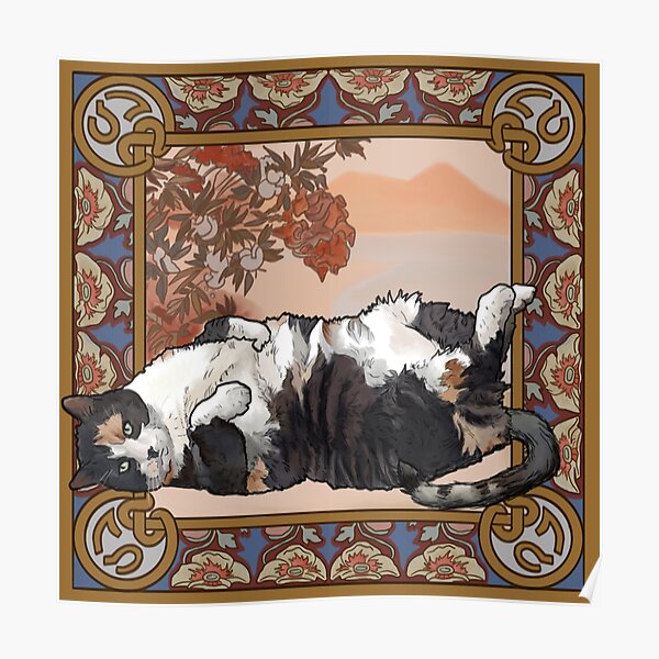 wandbilder jugendstil katze redbubble