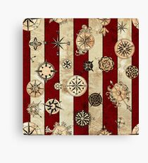 Vintage Red Stripes and Compass Canvas Print