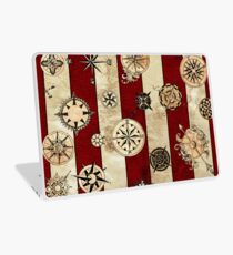 Vintage Red Stripes and Compass Laptop Skin