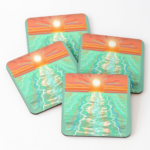 Item preview, HAND PAINTED OCEAN SUNRISE TROPICAL TEAL designed and sold by THE AMERICAN TEEVANGELIST.