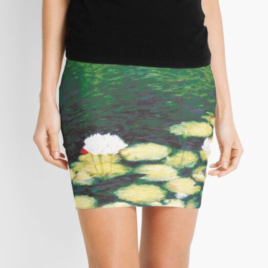 Waterlilies on Green Pond Mini Skirt