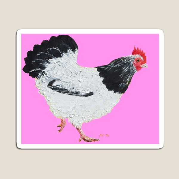 Item preview, Hen painting on pink background designed and sold by MatsonArtDesign.