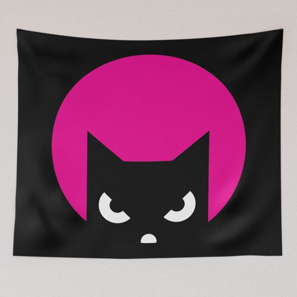 Item preview, Evil cat red moonlight, flat art design designed and sold by mirrorimages.