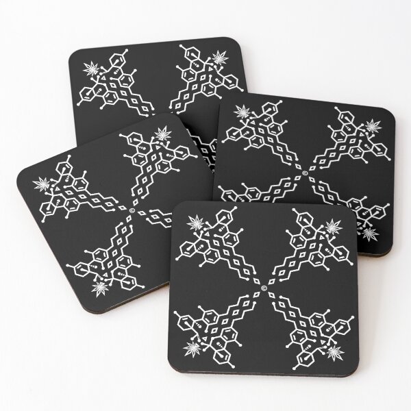 Item preview, Coaster Molecules 001: White/Black ElixirSymbol© (THC:CBD Molecule Dots) designed and sold by Super-Funker.