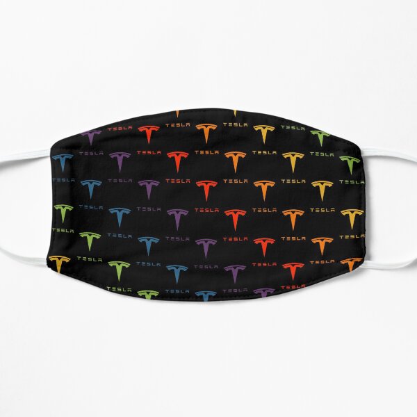 Tesla Logo (Repeating, Rainbow on Black) Flat Mask