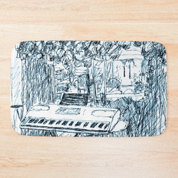 Music Room with Cap Collection - Blue Bath Mat