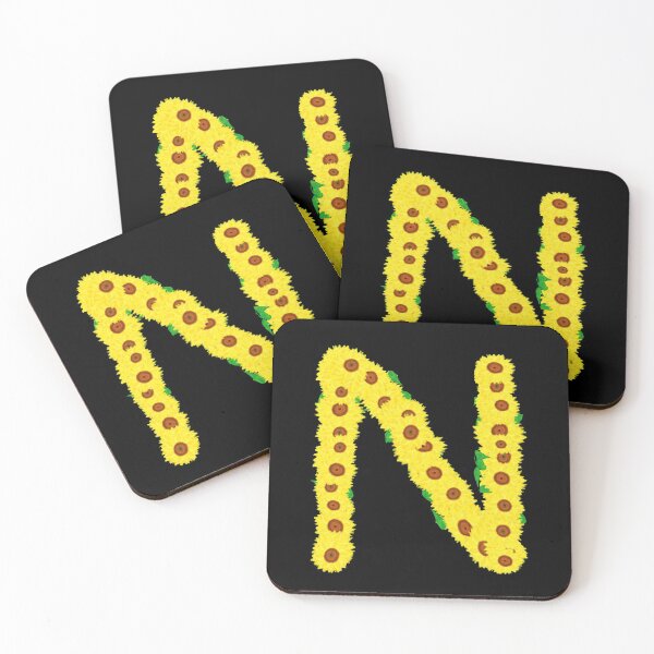 Item preview, Sunflowers Initial Letter N (Black Background) designed and sold by ArtByLM.
