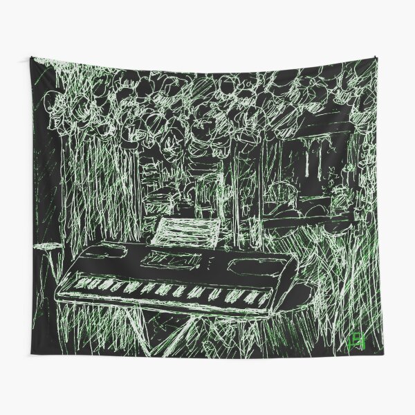 Music Room with Cap Collection - Green and Black Tapestry