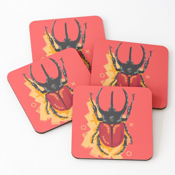Item preview, Red Beetle pop art painting in orange background  designed and sold by Vectorheroes.