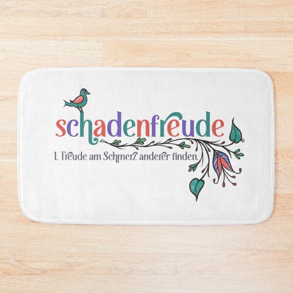Item preview, Schadenfreude - Definition in German with Folk Flowers designed and sold by The White Bat.