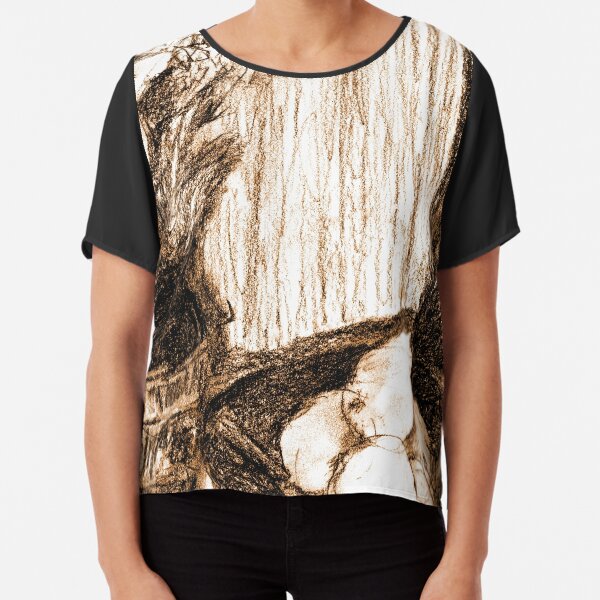 Flowers and Lemons in Sepia Chiffon Top