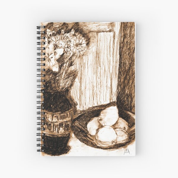 Flowers and Lemons in Sepia Spiral Notebook