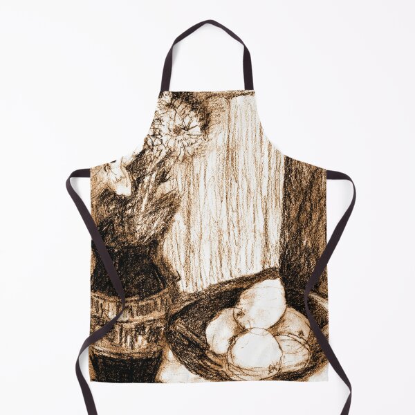 Flowers and Lemons in Sepia Apron
