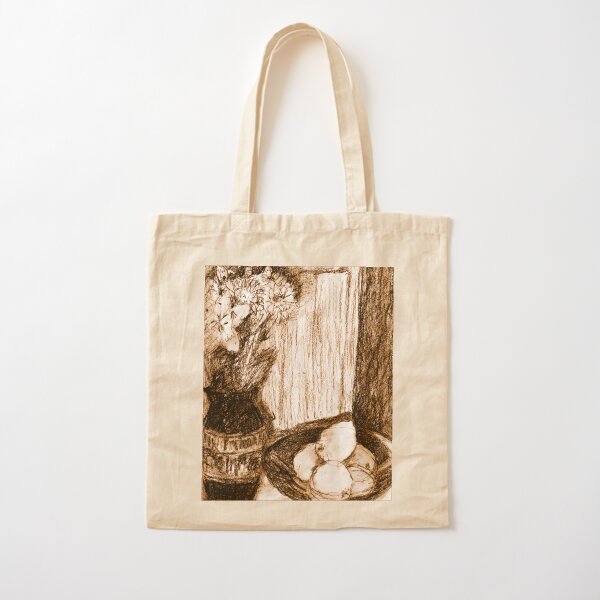 Flowers and Lemons in Sepia Cotton Tote Bag