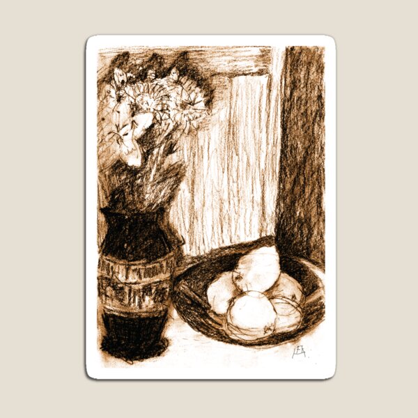 Flowers and Lemons in Sepia Magnet
