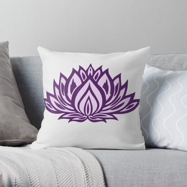 Purple Lotus Flower Throw Pillow