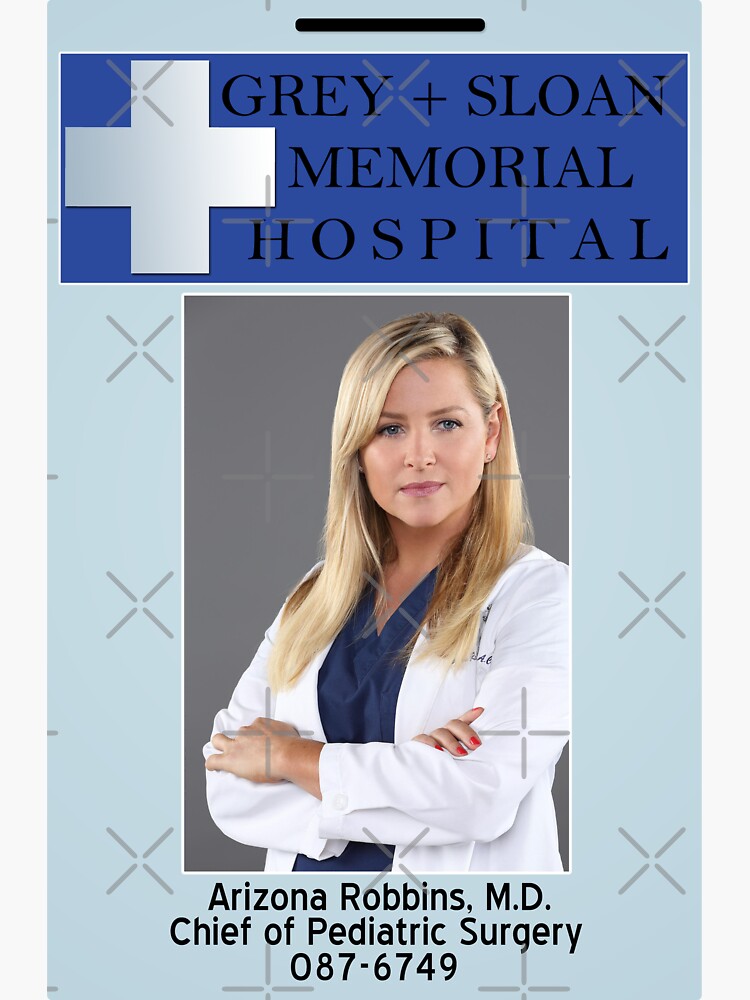 "Arizona Robbins ID Badge" Sticker for Sale by linkedpinkies Redbubble