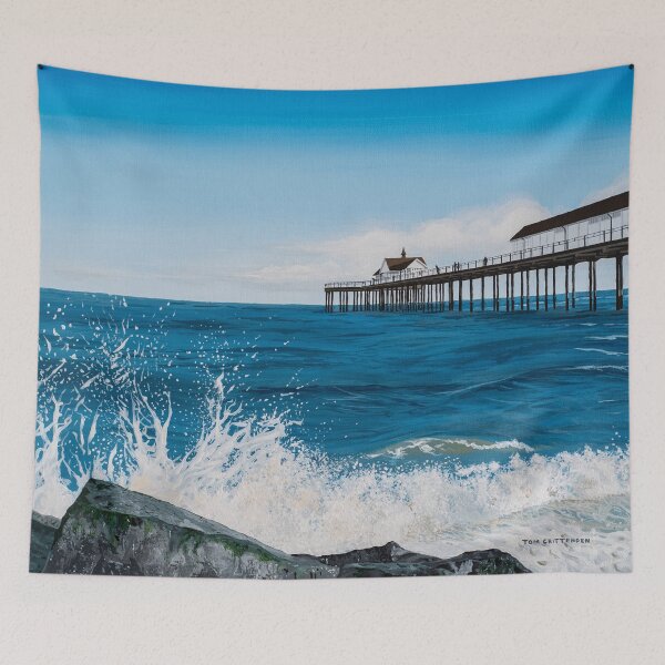 Item preview, Southwold Pier Blue Ocean Wave Painting designed and sold by Tom Crittenden.