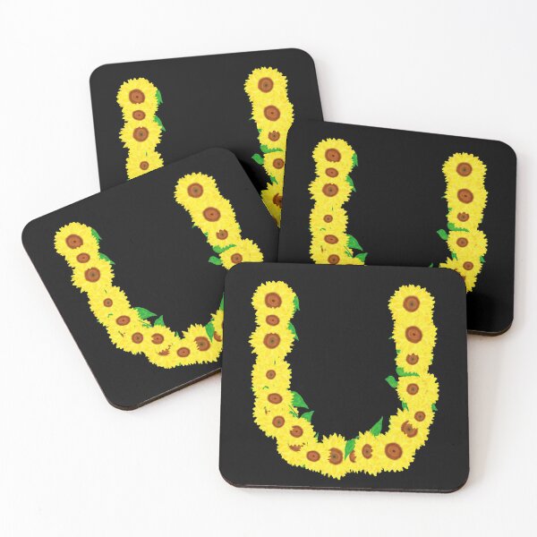 Item preview, Sunflowers Initial Letter U (Black Background) designed and sold by ArtByLM.