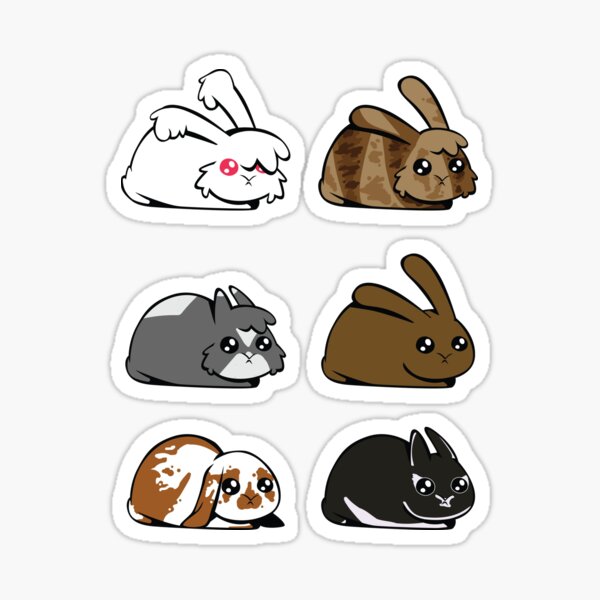 Download Cute Bunny Rabbits Loaf Sticker By Sunny Tees Redbubble