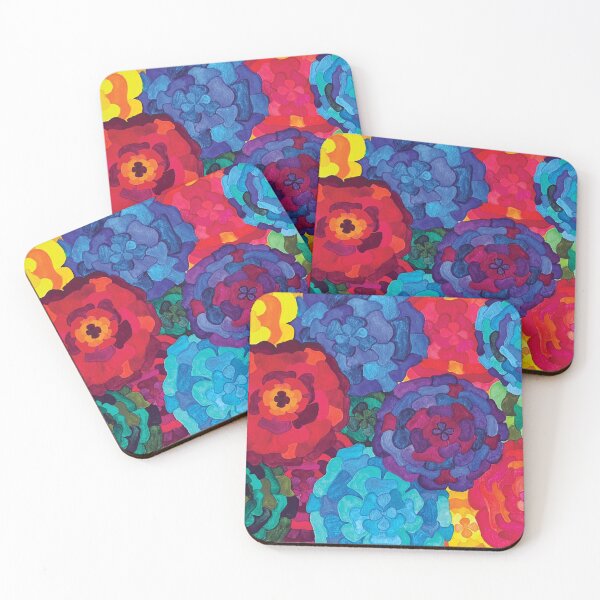 Item preview, Watercolor Patchwork Abstract Rainbow Flowers designed and sold by HeatherNafeArt.