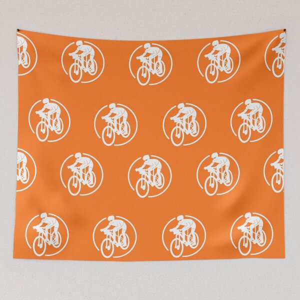 Item preview, Cross Country Mountain Biker Descending White Line Art designed and sold by RabeDesigns.