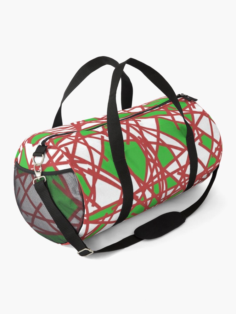 Disover 80s Abstract Red Green White Shards Memphis Pattern Duffel Bag