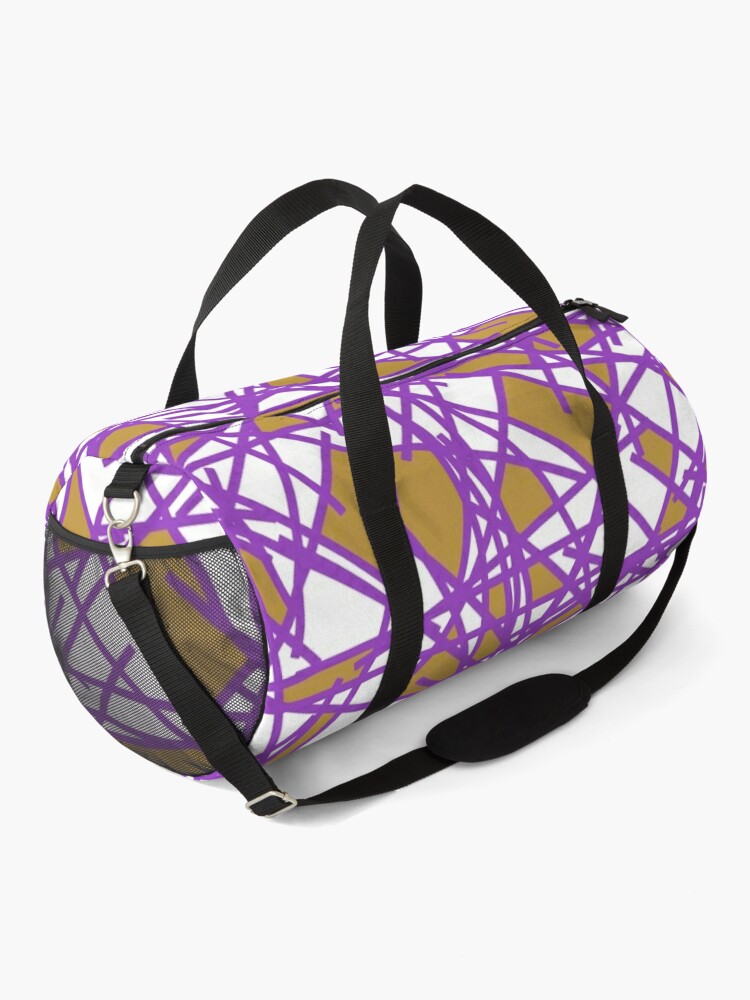 Disover 80s Abstract Purple Mustard White Shards Memphis Pattern Duffel Bag