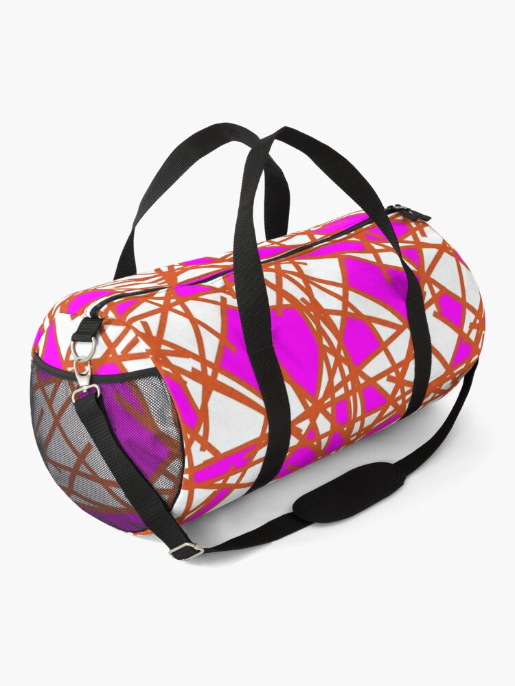 Disover 80s Abstract Pink Orange Shards Memphis Pattern Duffel Bag