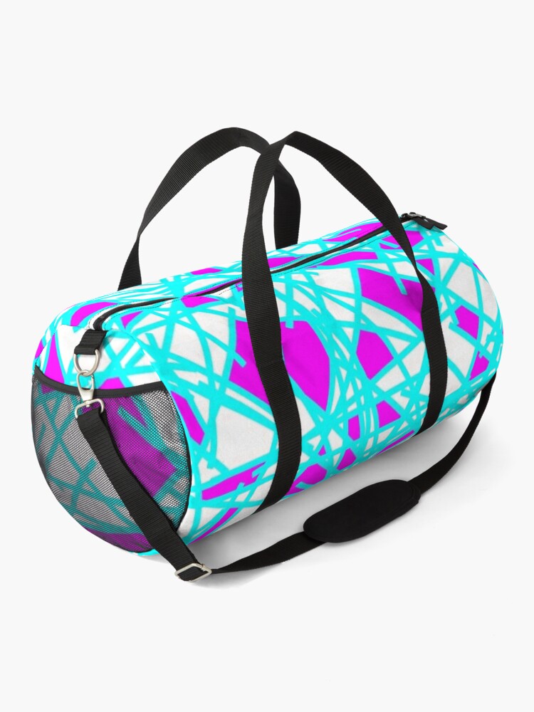 Discover 80s Abstract Pink Blue Shards Memphis Pattern Duffel Bag