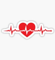 Heart with pulse wave sticker and cup Sticker