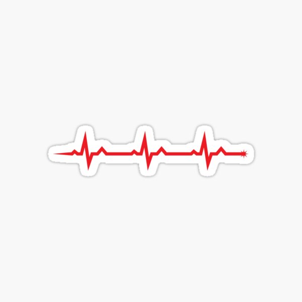Pulse wave sticker and cup - three red ECG waves Sticker