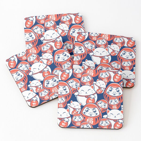 Item preview, Daruma and Maneko Neko pattern designed and sold by Domska.