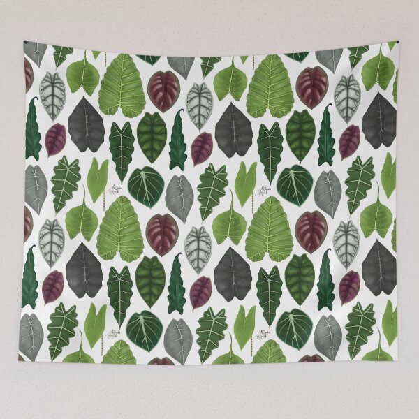 Item preview, Alocasia leaf species illustration & pattern designed and sold by Onyria Art.