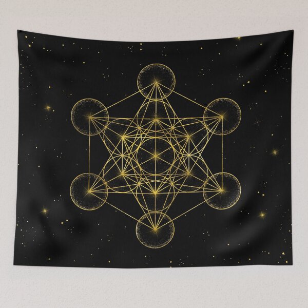 Item preview, Metatron's Cube Sacred Geometry Black and gold designed and sold by k9printart.