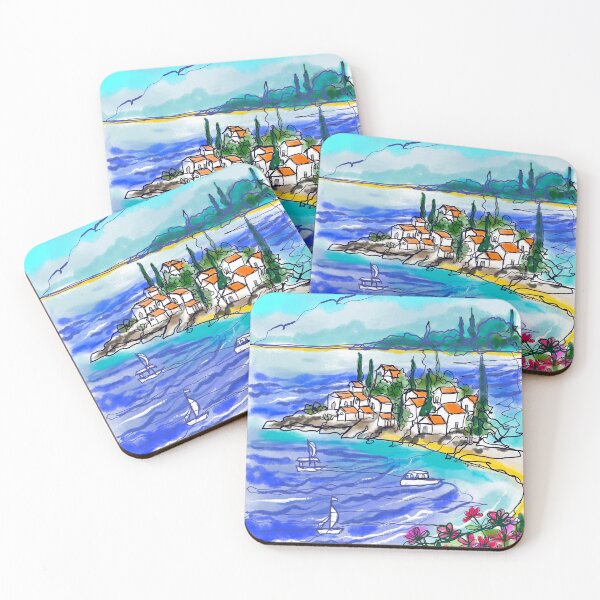 Item preview, Italian riviera continuous line art sketch designed and sold by orangerinka.