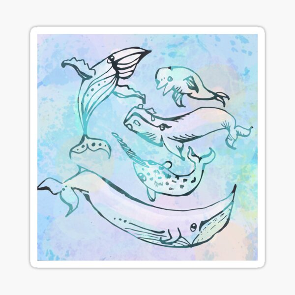 Tie Dye Whales Sticker