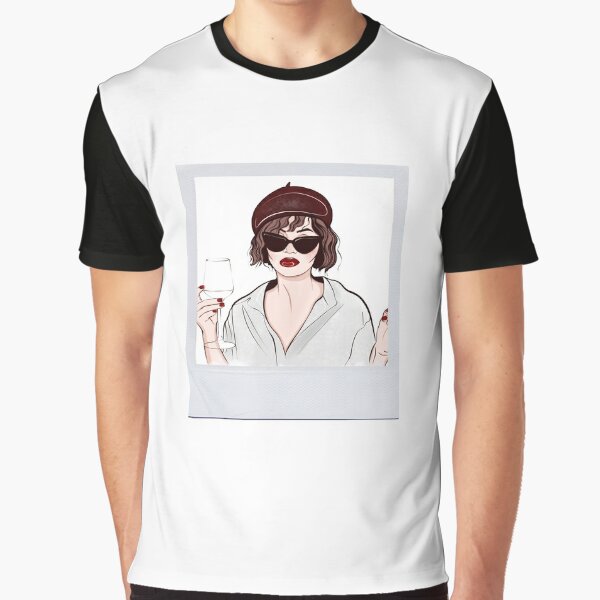 Female portrait with red lips French woman Graphic T-Shirt