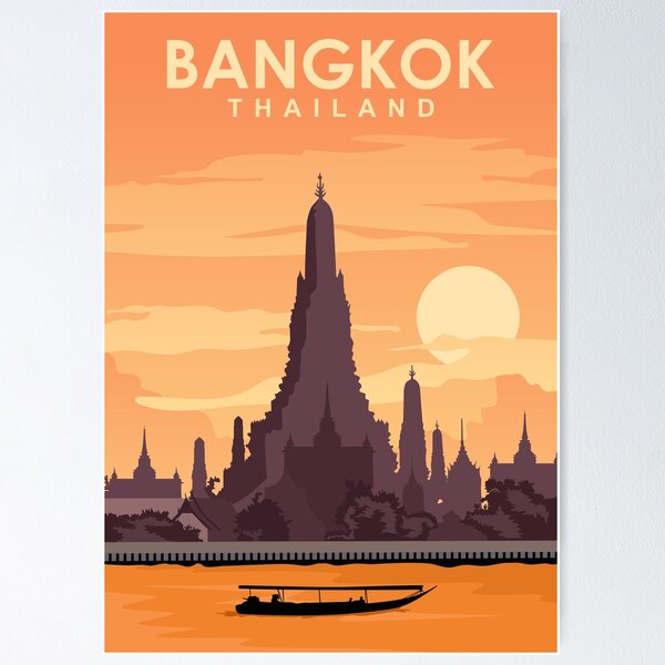 Item preview, Bangkok Travel Poster Art Print designed and sold by Stadify.