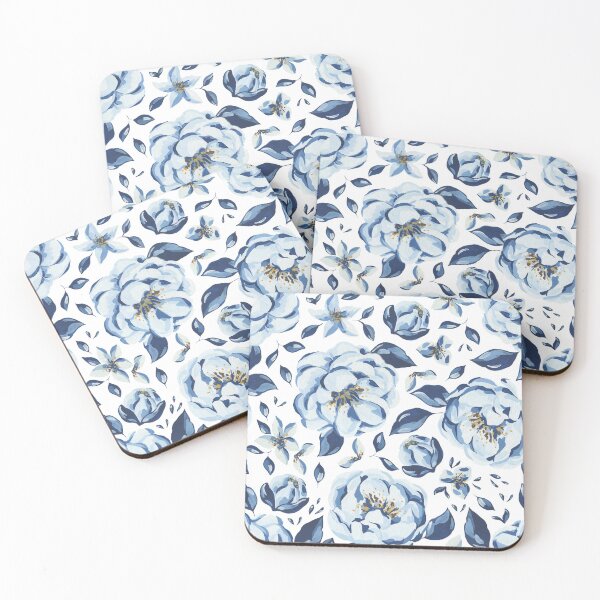 Item preview, Handmade Painted Seamless Pastel Blue Colors Flowers Pattern designed and sold by digoarpi.
