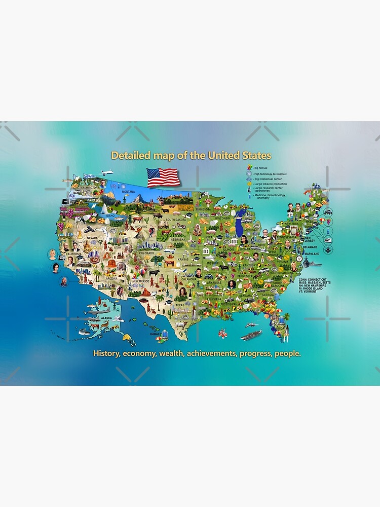 "Detailed map of the United States includes history, economy, wealth ...