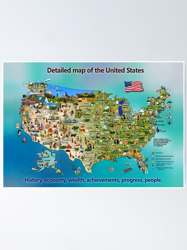 "Detailed map of the United States includes history, economy, wealth ...