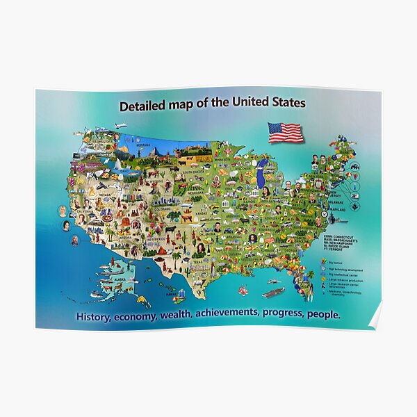 "Detailed map of the United States includes history, economy, wealth ...